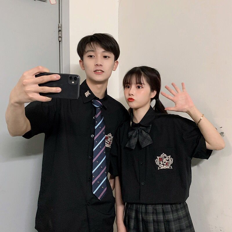 

JK/DK униформа, базовая мужская рубашка с вышивкой оригинального дизайна, мужская и женская рубашка для студентов, японский студенческий стиль, пара