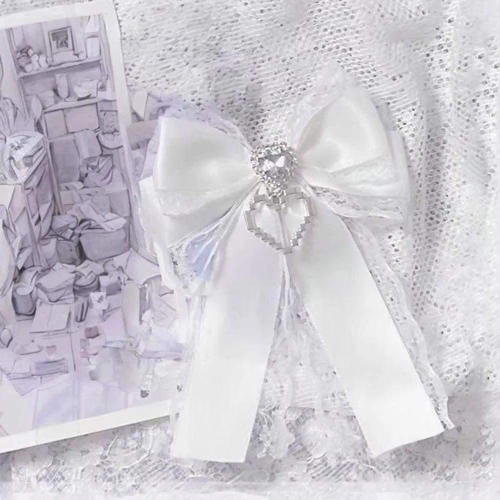 1/2PCS Ribbon Lace Bow DIY Ribbon Bowknot Kit Heart Diamond Clip Double Layer Bow Pendant ItaBag Bow Accessories Lace Edge