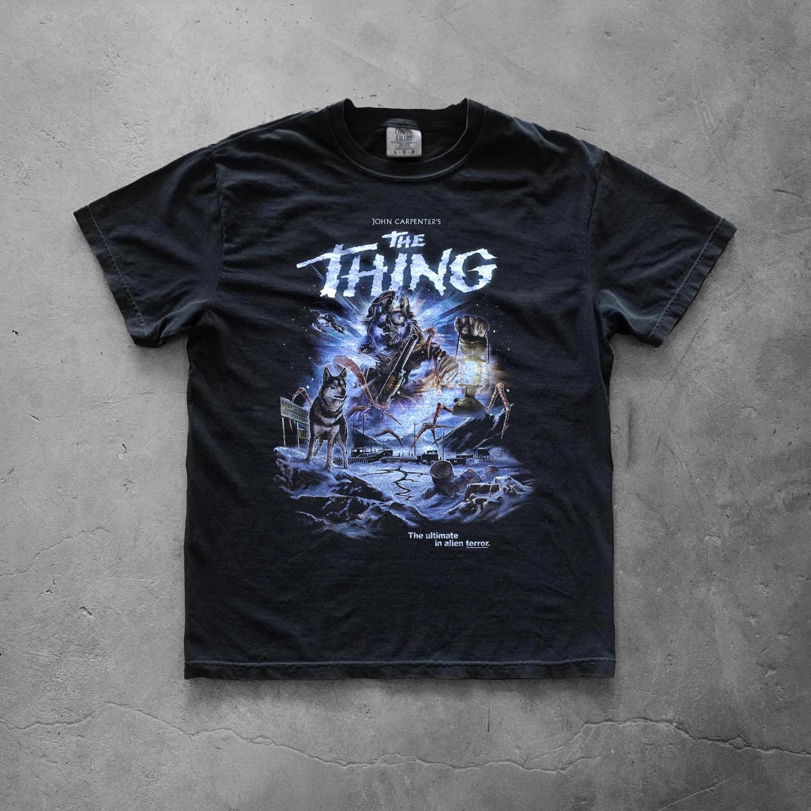 The Thing Graphic Tee, Vintage Sci Fi Horror Shirt, Black Retro Movie T Shirt 2XL