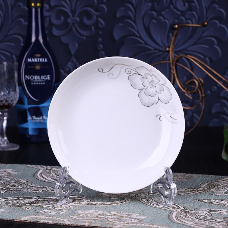 Set of 4 Ceramic Plates: Dinner, Rice, Soup, Deep, and Round Microwaveable Bone China Tableware.