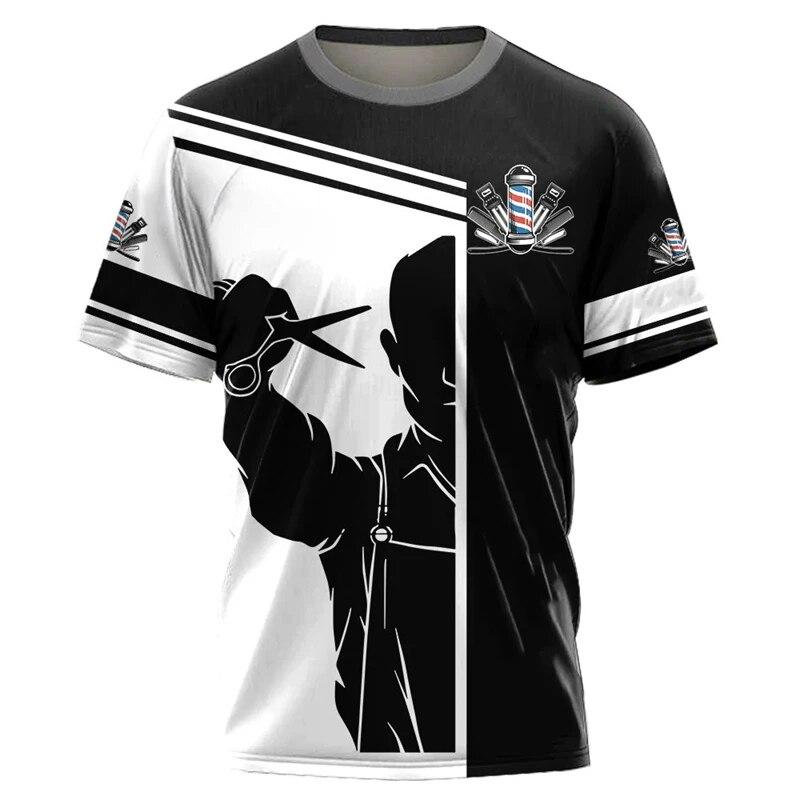 Barber Shop T-Shirt For Men Clothing T Shirt 3D Print O Neck Oversized Tshirts Uniform Daily Casual Short Sleeve Tops Cool Punk