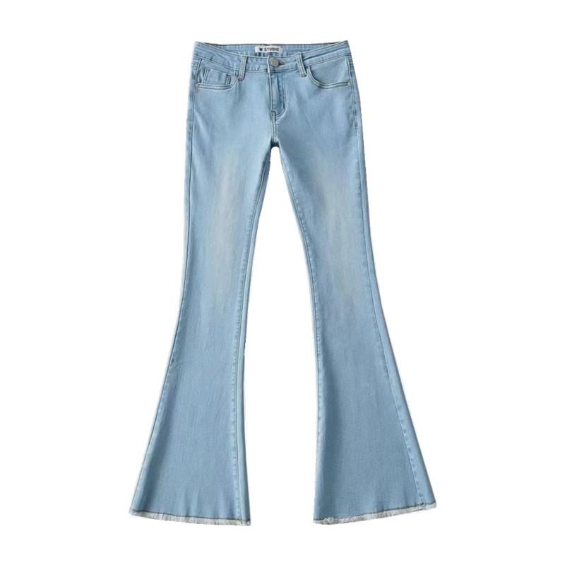 Damen Hellfarbige Hüftjeans mit Stretch und leicht ausgestelltem Bein für Frühling und Herbst