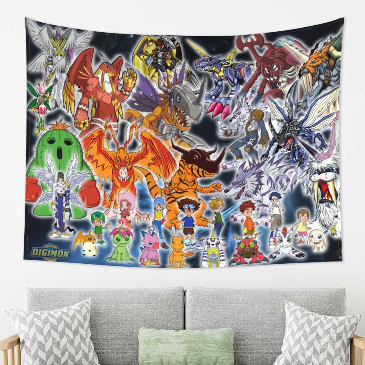 

Anime Digimon Cartoon Tapestry Decoration Art Aesthetic Tapestries for Living Room Bedroom Home Wall Cloth Wall Hanging 74x94cm(29x37in)