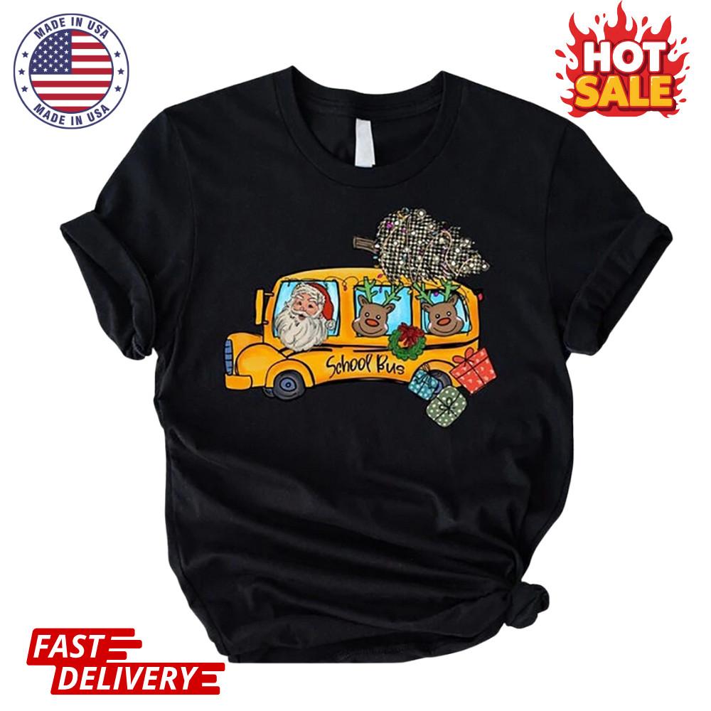 Christmas School Bus TShirt Merry Christmas Bus Driver Shirt Teacher Christmas Unisex T-Shirt XXL