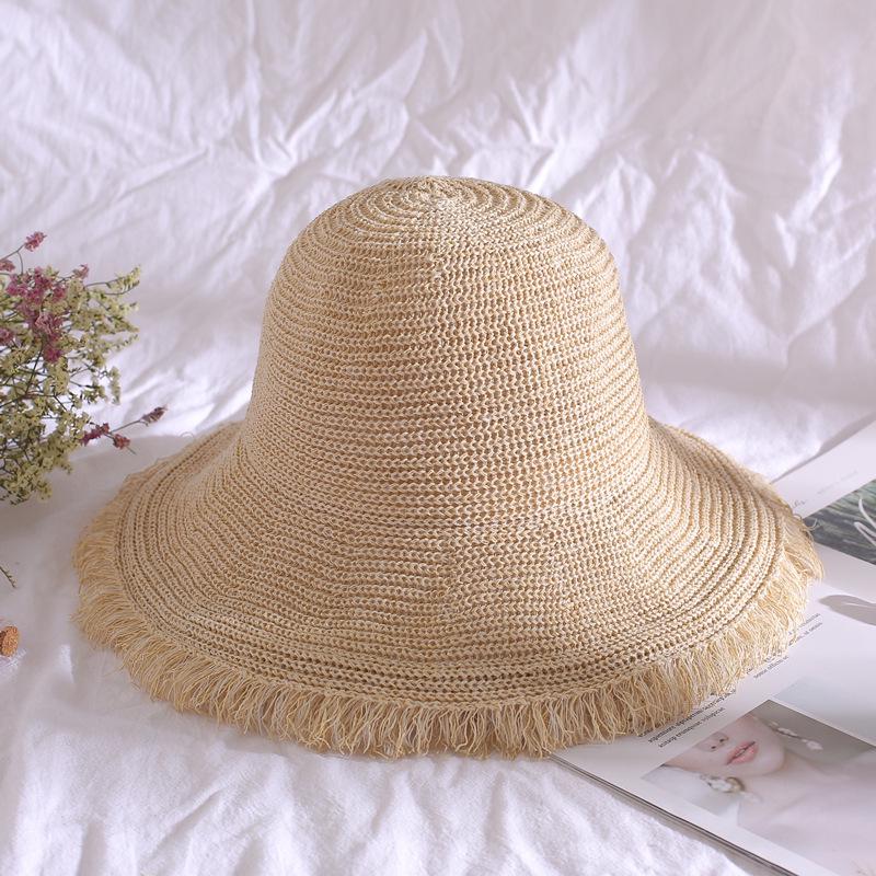 Xue Li Women's Korean Wide-Brim Straw Hat - Breathable, Raw Edge, Sun Protection for Summer and Beach