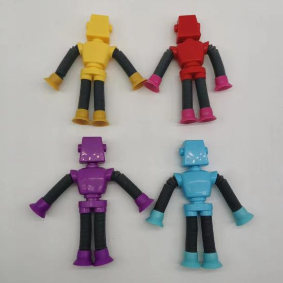 Stretch Tube Toy with Suction Cups Flexible Colorful Robot Pipe Creative Stress Relief Fidget Telescopic Fidget Pipe Stimulating Sensory