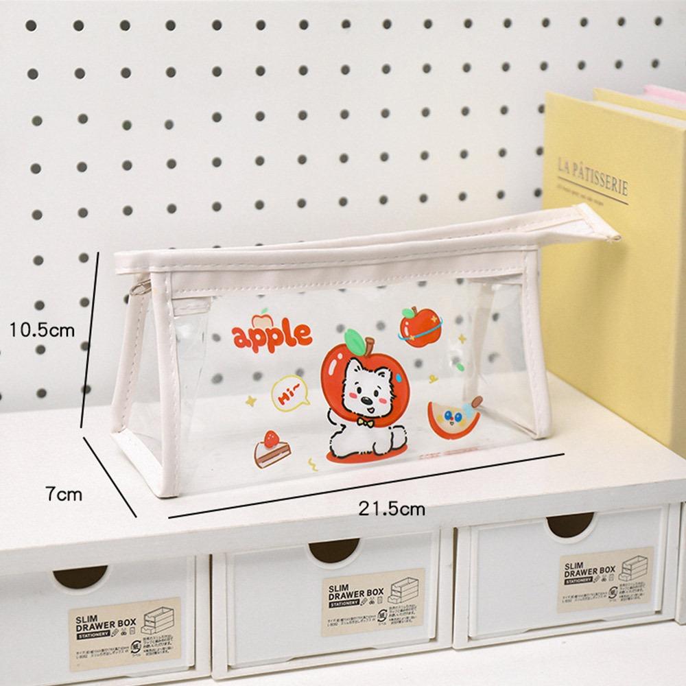 Cartoon Transparent Pen Bag Triangle Base Waterproof Pencil Case Cute Design Multi-functional Pen Pouch Students