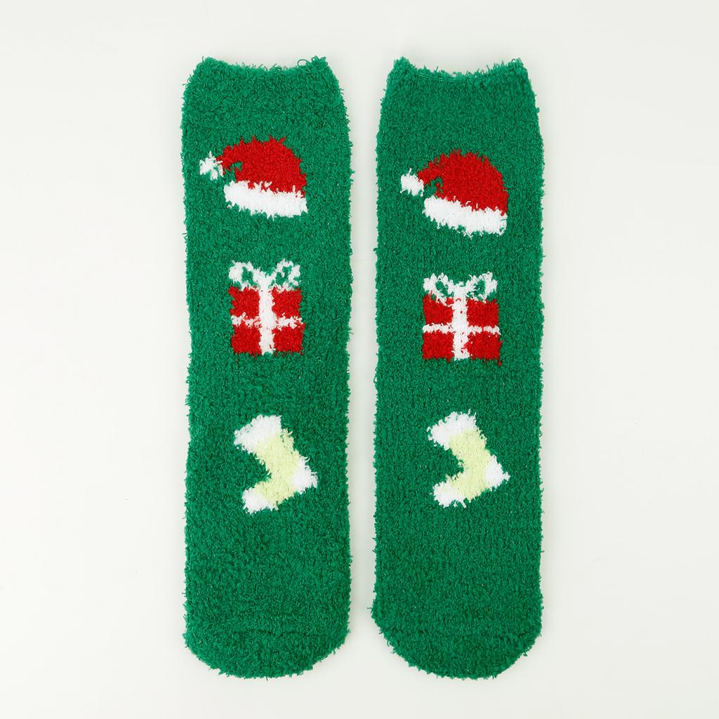 Ladies' Christmas Socks Coral Velvet Socks Cartoon Elk Half Velvet Socks Sleep Floor Socks