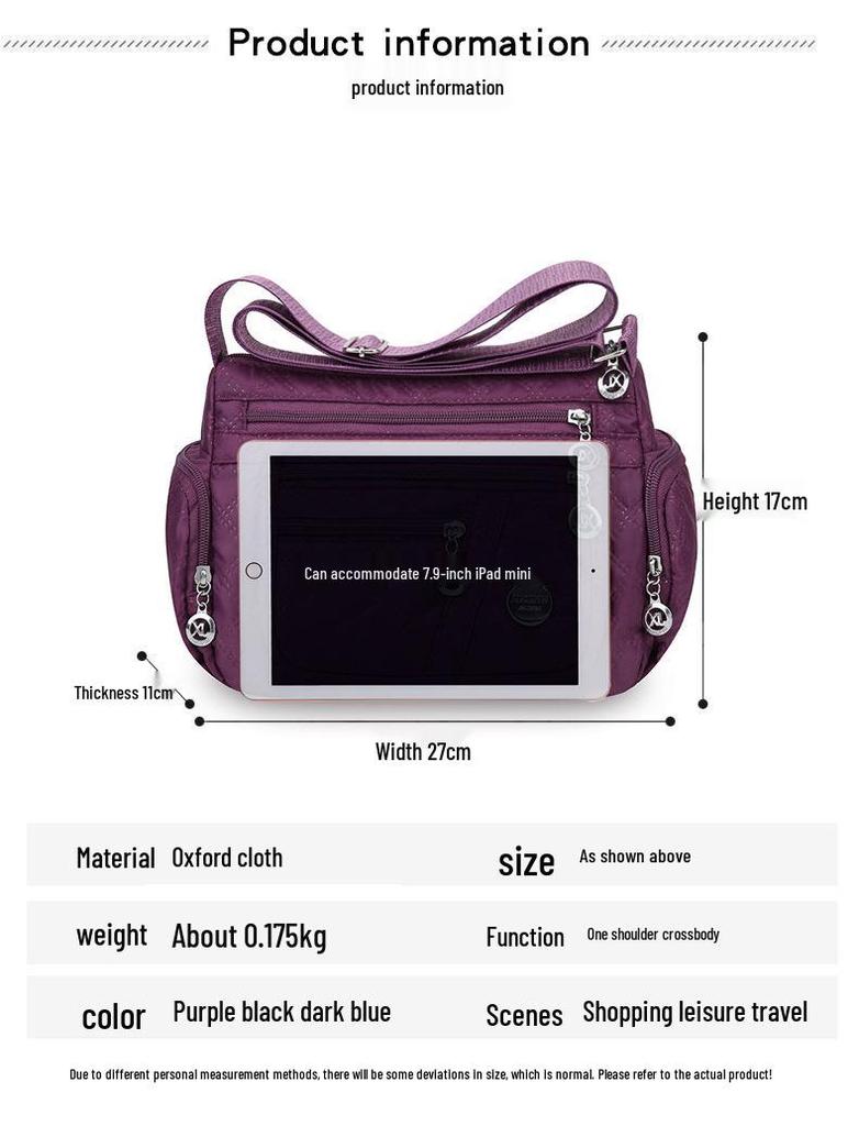 Women's Large Capacity Fashionable Oxford Cloth Crossbody Shoulder Bag.
