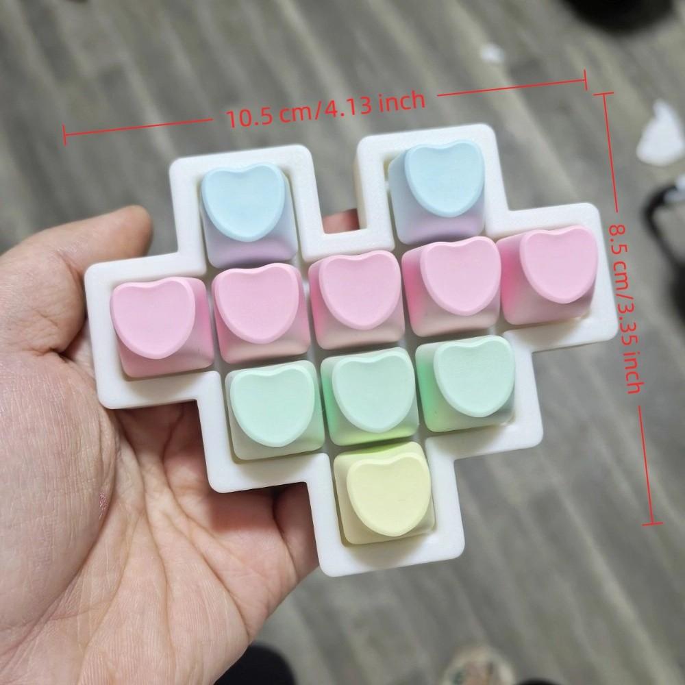 PBT Loving Heart Keycaps 11 Keys Finger Friendly Mechanical Keyboard Keys Stress Relief Colorful Clicker Toy Keycaps Kids