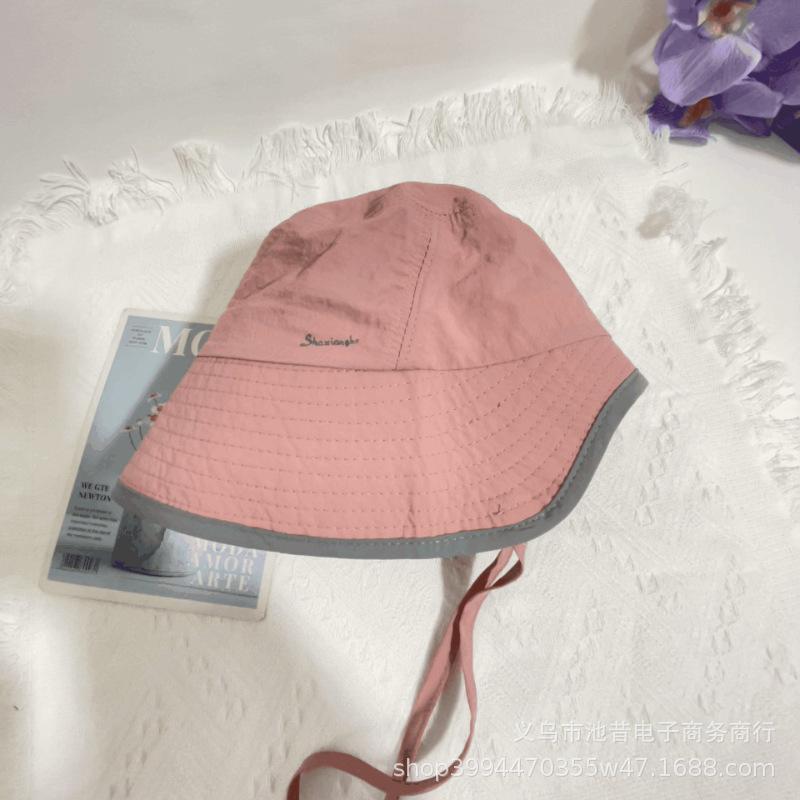 Korean Internet Celebrity Strap Bucket Hat Female Face Small Versatile Basin Hat Summer Outdoor Sunshade Sun Protection Hat Quick Drying Thin