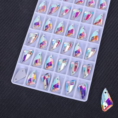 Flacher Boden Pfefferglas Handnaht Bohren Farbe Doppelloch Bunt AB Kristall Flache Schnalle, Glas Strassstein DIY Material