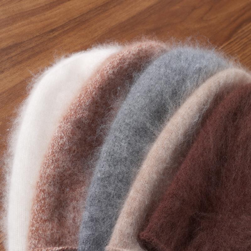 Furry Knit Cap Warm Knit Wool Hat Warm Ski Hat Chic Winter Beanie For Ski Slopes Outdoor Ski