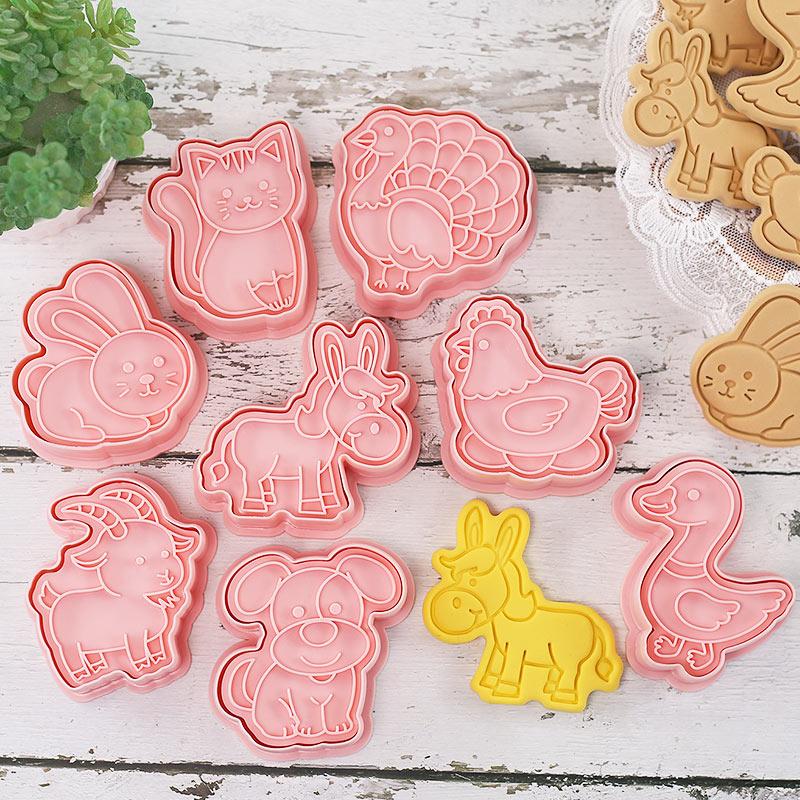 8Pcs Biscuit Mold Cookie Cutters Stamp Press Fondant Sugar Craft Baking Tools