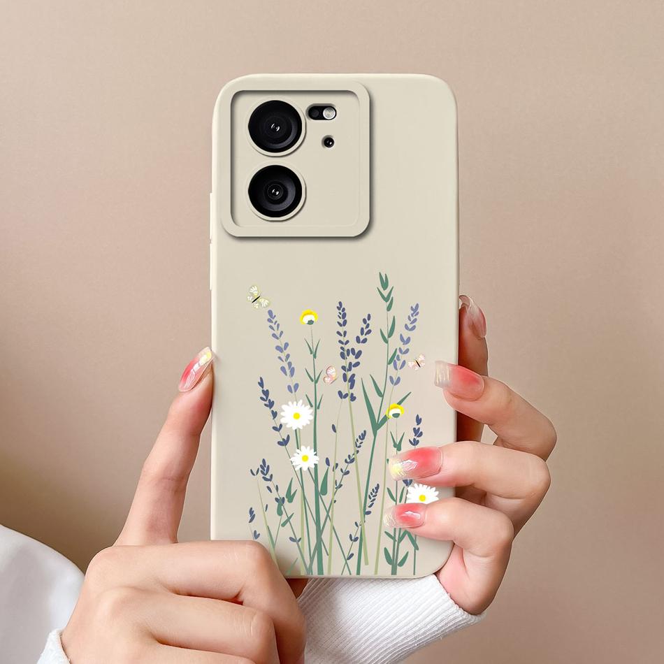 Case For Xiaomi 13T Pro Candy Painted Flowers Phone Cover For Xiaomi 13 T 13TPro Soft Liquid Silicone Shockproof Bumper Coque