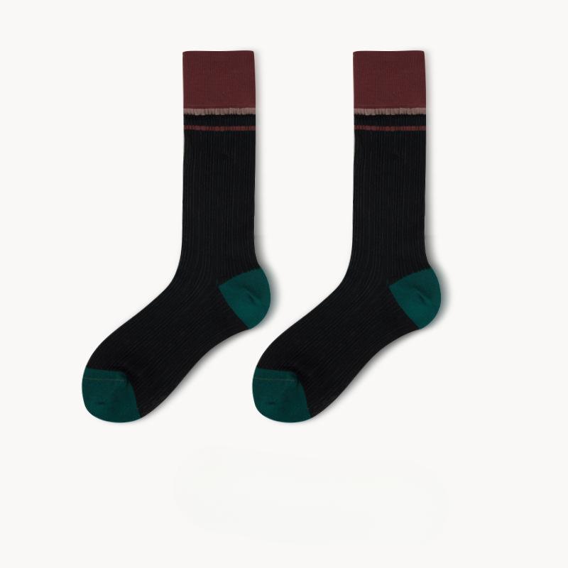 

Женские летние тонкие модные носки в стиле ретро с контрастной расцветкой, высокоэластичные, дышащие, влагоотводящие 1 pair чёрный