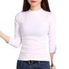 Cămașă de bază pentru femei din fleece periat cu guler înalt - Culoare uni, Mânecă lungă, Cu pluș, Top casual pentru toamnă/iarnă