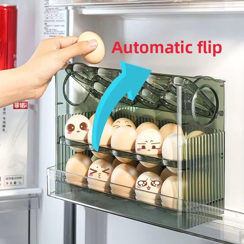 Automatic Egg Turner Storage Tray Portable Refrigerator Door Egg Organizer Fresh Keeping Kitchen Storage Solution