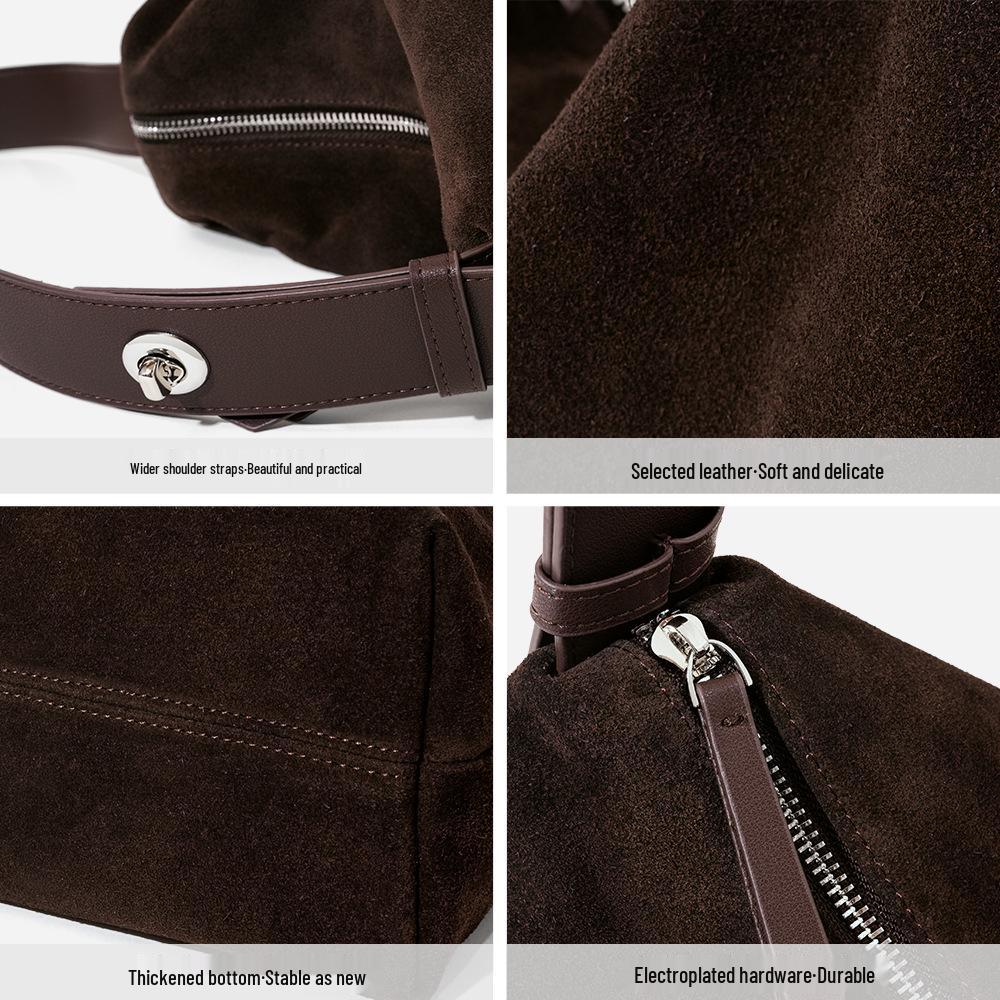 Genuine Leather Women's Tote Bag - High-Silk Matte Cowhide, Large Capacity, Commuting Shoulder/Underarm Bag