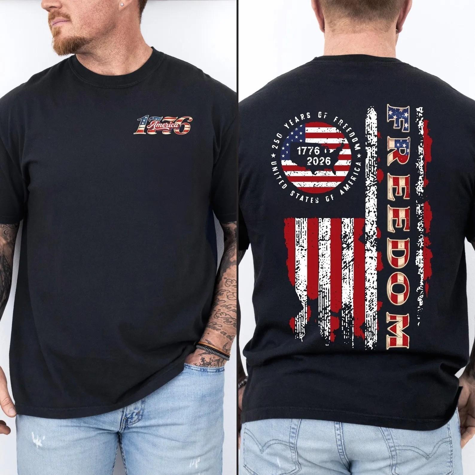 America 250th Anniversary Shirt 1776–2026, America 250 Years, USA Flag T-Shirt S