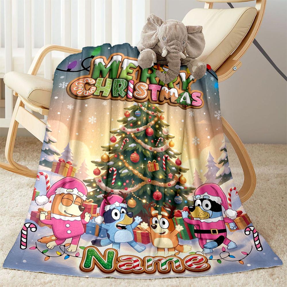 Christmas Friends Celebration Personalized Name Blanket Lightweight Customizable Blanket Comfortable Great for Chair Bed Sofa Living Room