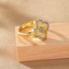 Four-Leaf Clover Pavé Zircon Ring: High-End European & American Fashion Trend