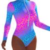 European Beautiful Women's One-piece Swimsuit Printed Long-sleeved Sunscreen Beach Explosion Swimsuit Women
