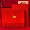 Embroidered Red Scarf for Sixtieth Birthday: Chinese Style Gift for Elderly Celebration