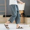 Pantaloni Capri in Cotone e Lino Pantaloni Estivi Sottili in Lino Pantaloni Casual da Spiaggia Pantaloni Corti da Uomo