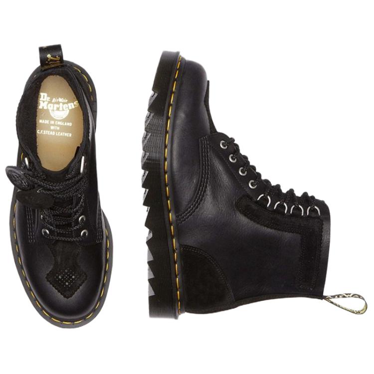 Dr. Martens Leather Round Toe Lace-Up Simple Short Boots Men Boots Black 31464001