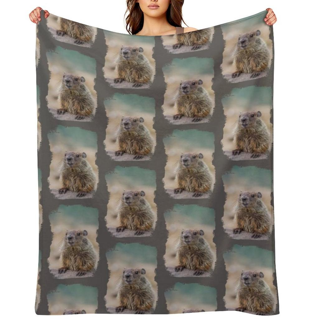 Groundhog with grunge effect - Grunge Groundhog for Groundhog Day Throw Blanket anime Moving halloween Soft Plush Plaid Blankets