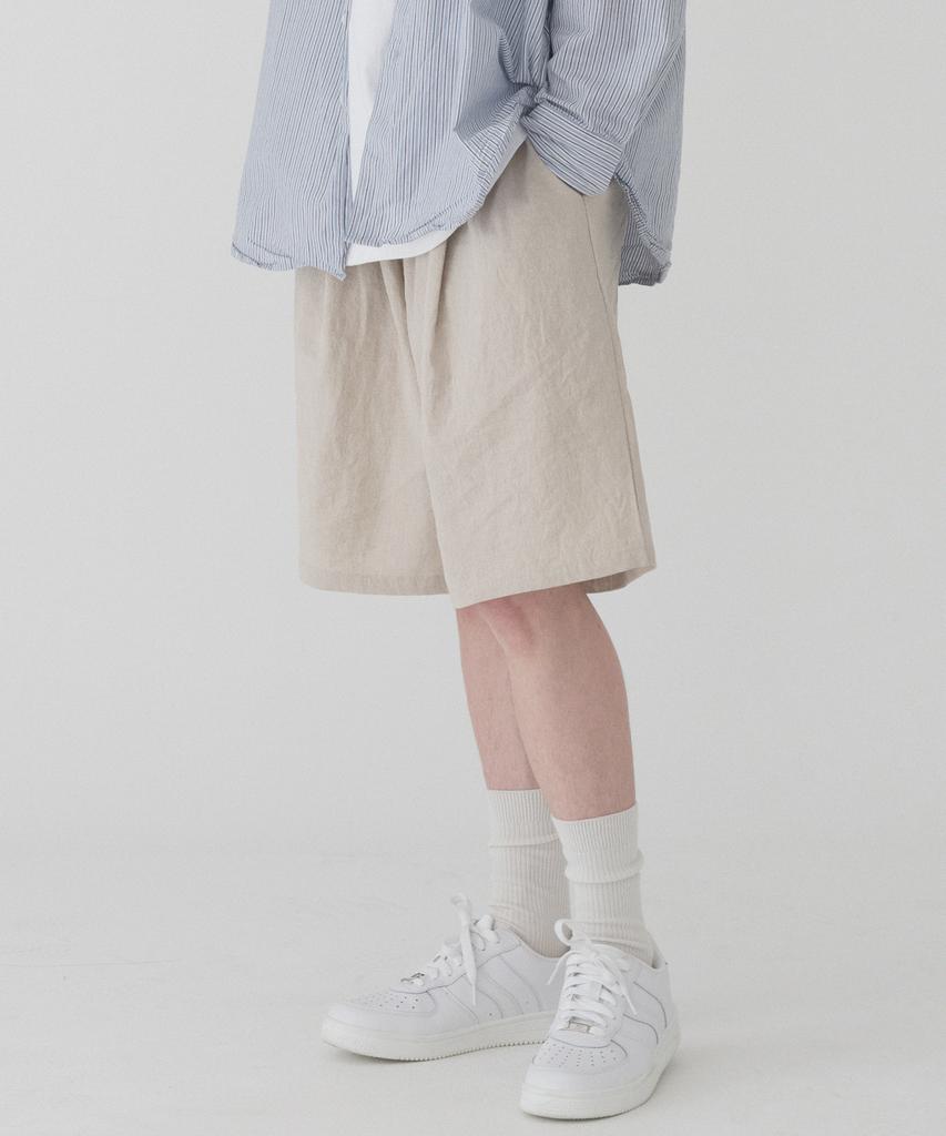 PIANER [2 Pack] Comfortable Linen One-Pleat Bermuda Shorts (3 Colors)