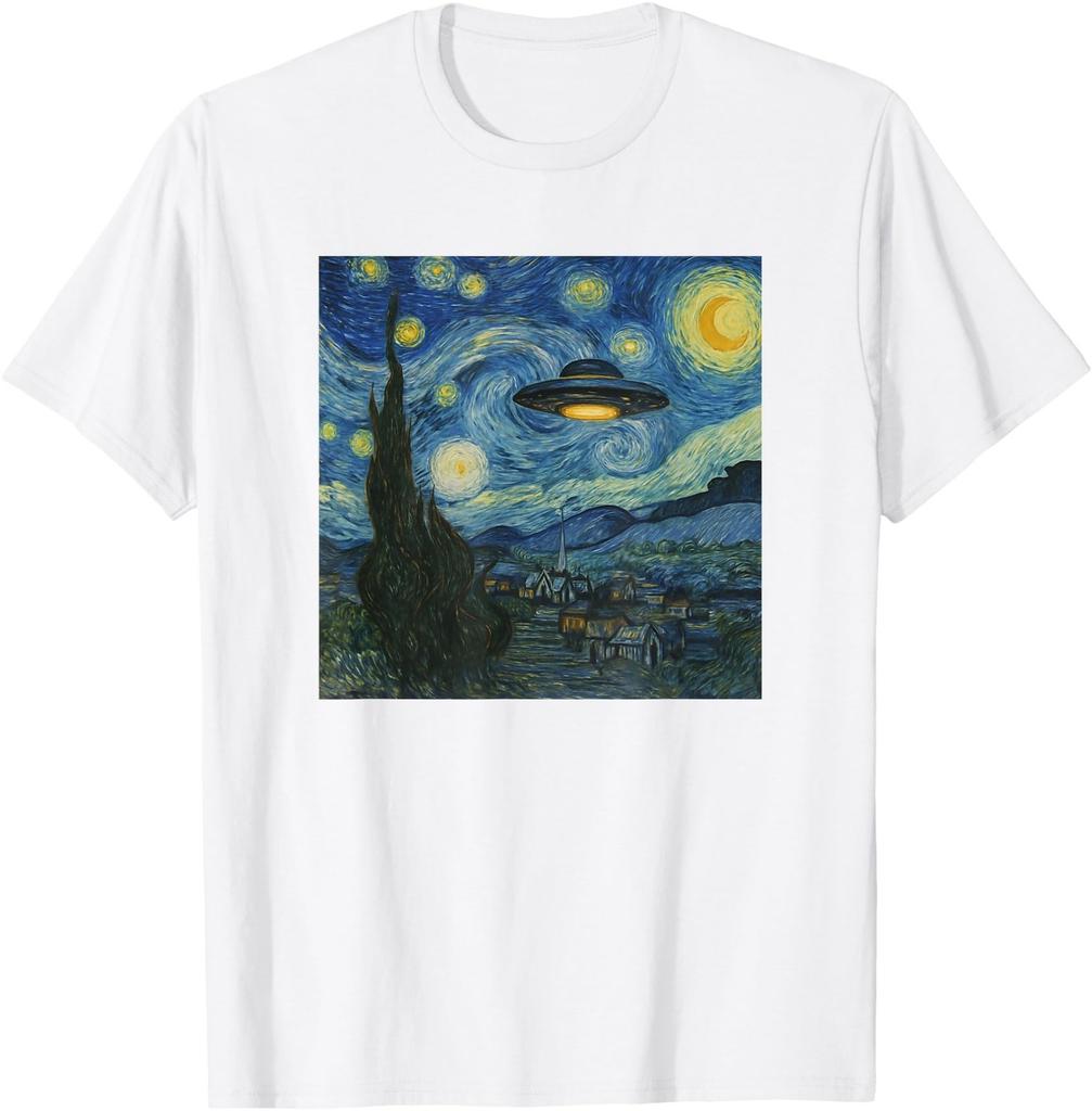 UFO Starry Night Van Gogh Alien Spaceship for Sci Fi Lovers T-Shirt
