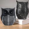 Modern Classy Lucky Owl Resin Art Figure Showpiece (Black and White, 2 Piece)