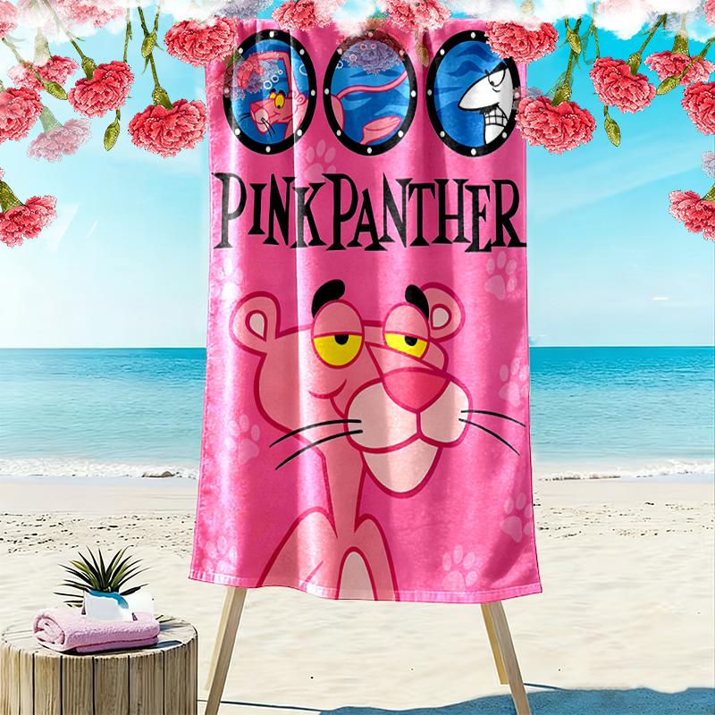 Pink Panther Print Strandtuch, Großes Weiches Schnelltrocknendes Handtuch für Strand Camping Schwimmen