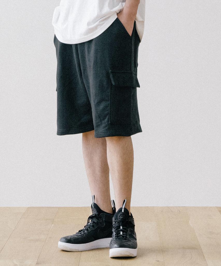 Bastic Wide Sweat Cargo Half Pants_Black