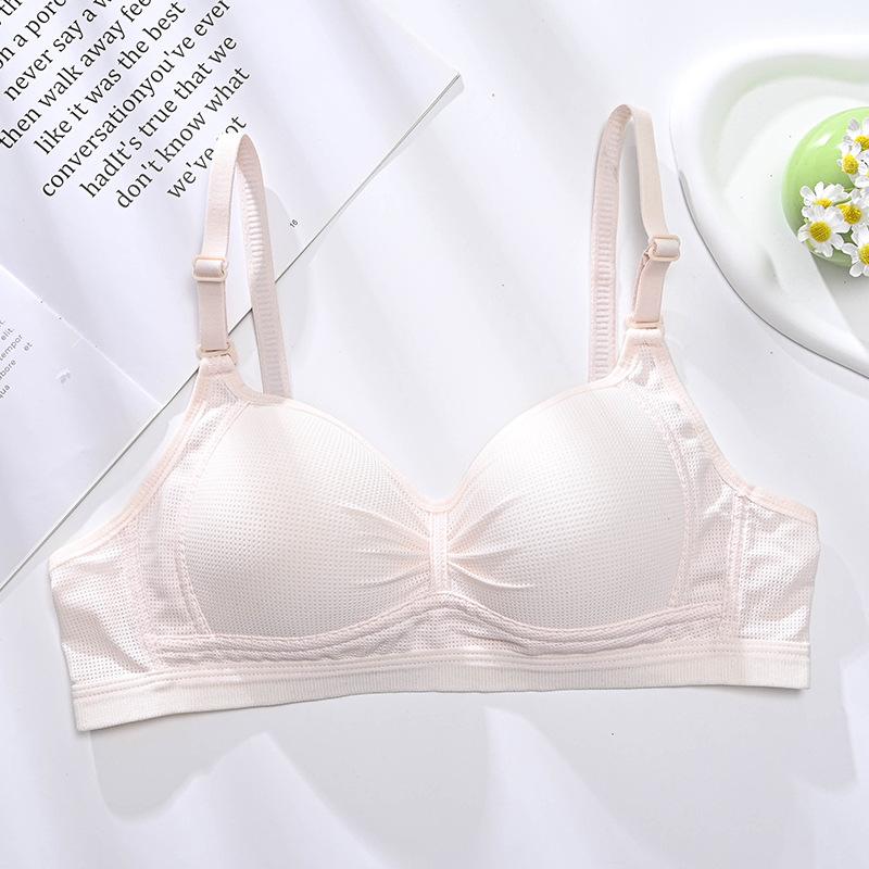 Spring and Summer Solid Color Middle School Students Development Period Cotton Bra Without Steel Ring Breathable Thin New Bra