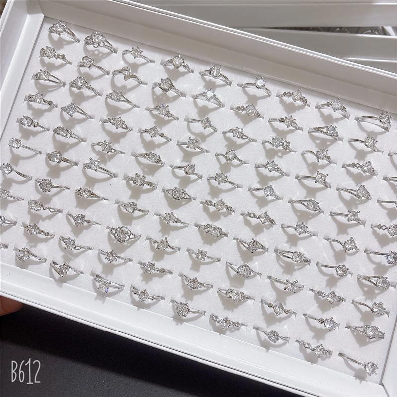 10Pcs Open simple zirconia ring, adjustable colorful zirconia ring, versatile finger ring, party accessory 1