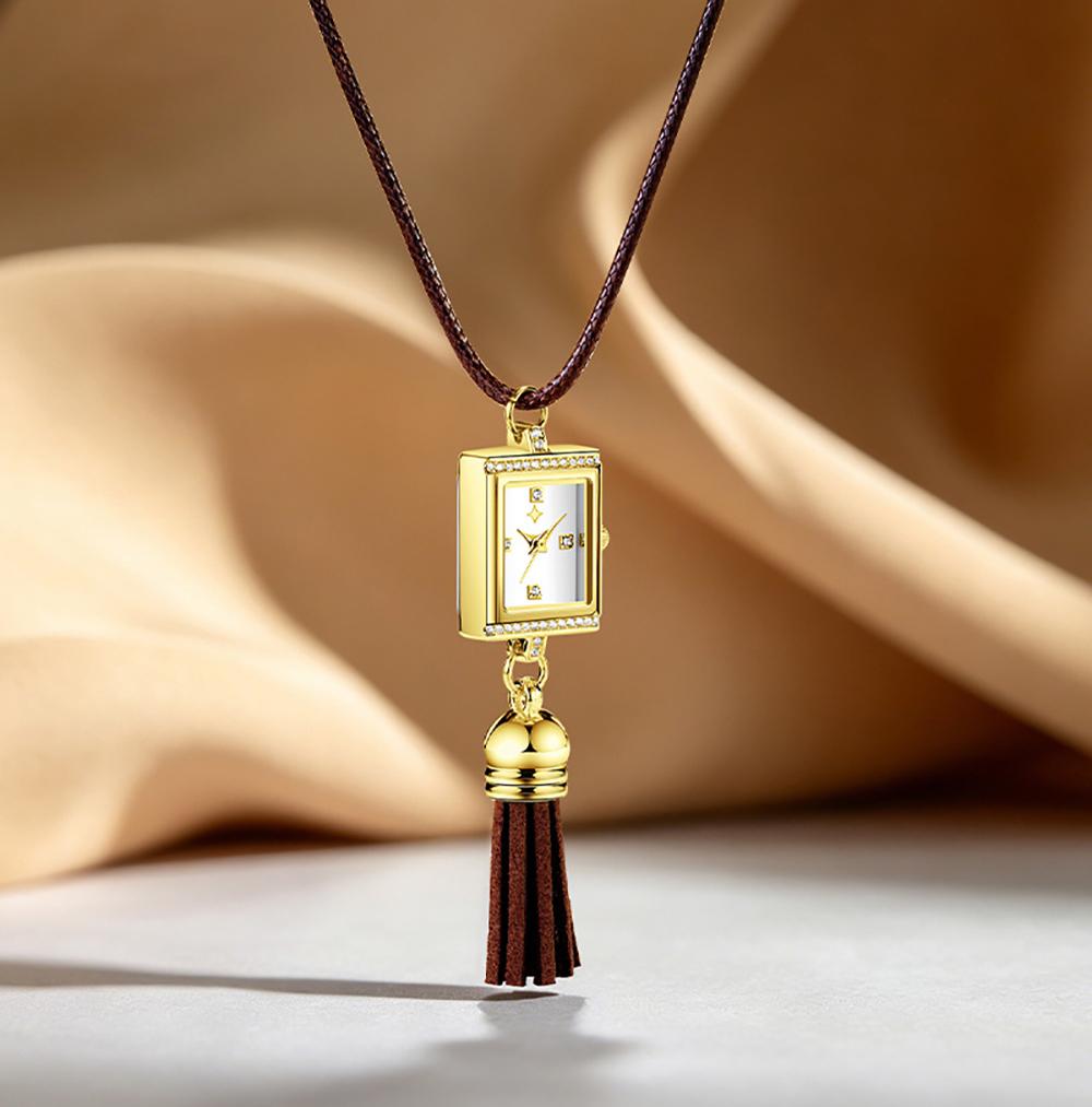 Damen Taschenuhr Französisch Elegantes Quasten-Anhänger-Halskette Für Sie Damen Geburtstagsgeschenk Quarzwerk Retro Mode Schmuck