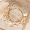 Women's Bohemian Faux Shell Multi-Pendant Gold Anklet, Starfish & Pearl Foot Chain