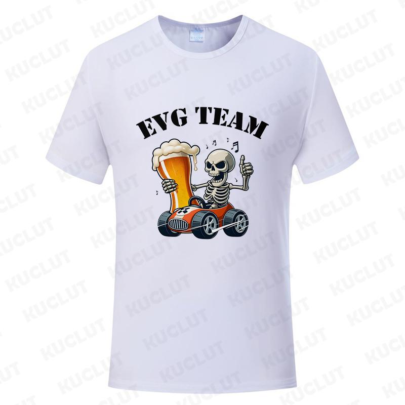 Evg Future Team Married Groom Man T-shirt Funny French Wedding Shirt Single Farewell Bachelor Party Tees Skeleton Beer Tops