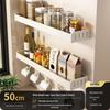 White Wall-Mounted Kitchen Rack: No-Drill Seasoning, Knife, and Chopsticks Organizer