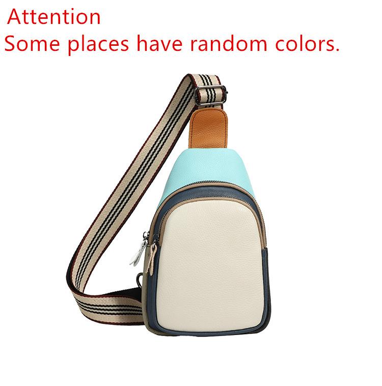 Fashion Color Stitching Cowhide Women Chest Bag Backpack Luxury Genuine Leather Multi-pocket Female Shoulder Crossbody Back Pack