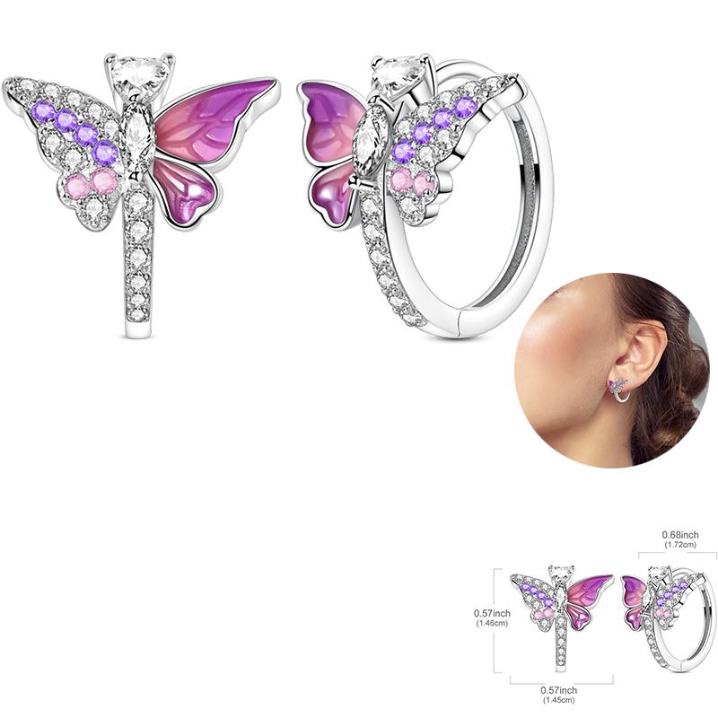 Early Spring 925 Silver Pink Tulip Sunflower Butterfly Grape Sweet Fresh Earrings Fit For Engagement Fine Jewelry Gifts