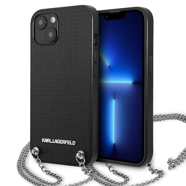 Karl Lagerfeld Klhcp13Spmk Iphone 13 Mini 5,4 Hardcase Czarny/Black Teksturowana Skóra I Łańcuch