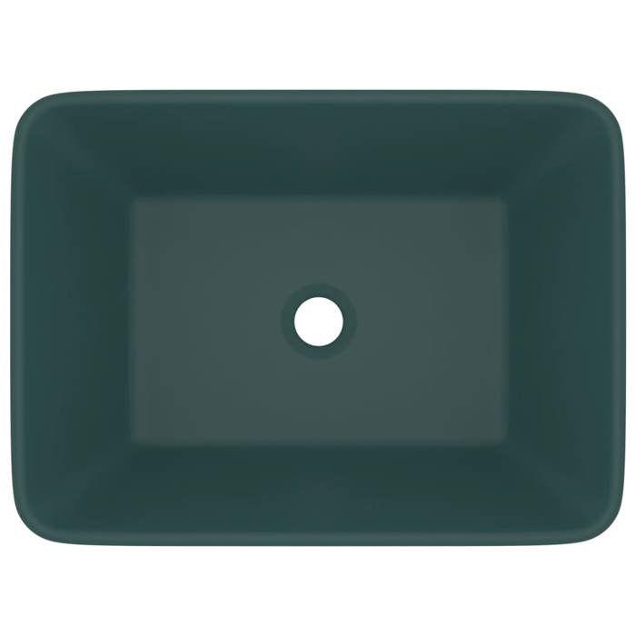 VidaXL Lavabo de Luxe Vasque à Poser de Toilette Lave-mains de Salle de Bain Salle Cosmétique Rectangulaire Vert Foncé Mat 147047