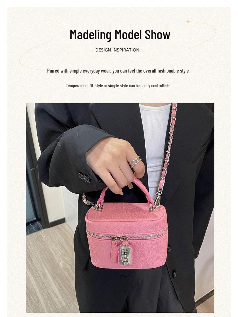 Women's Fashion Square Lock Chain Crossbody Bag