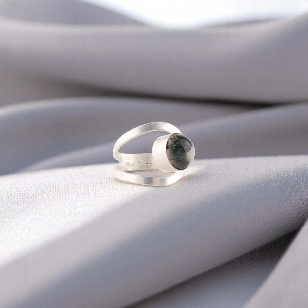 Rare Moss Agate Gemstone 925 Sterling Silver Women Gift Jewelry Handmade Ring RR-68-22