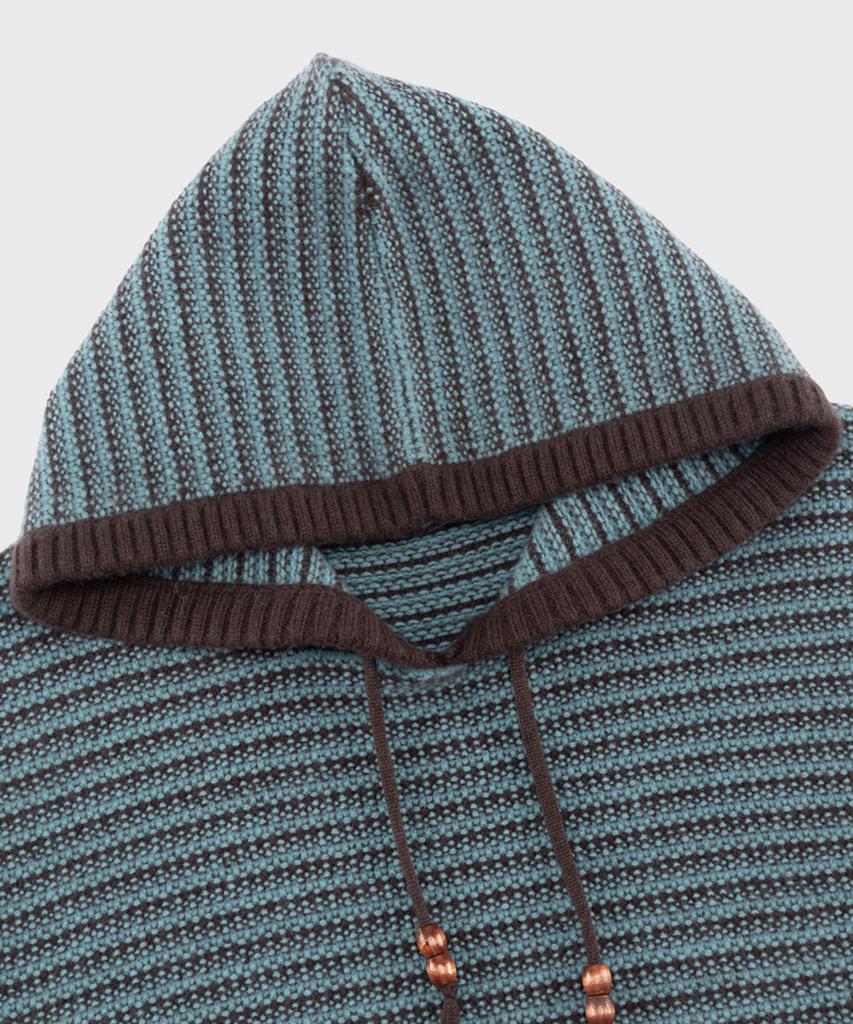 PREF Brown Wool Knit Stripe Hoodie