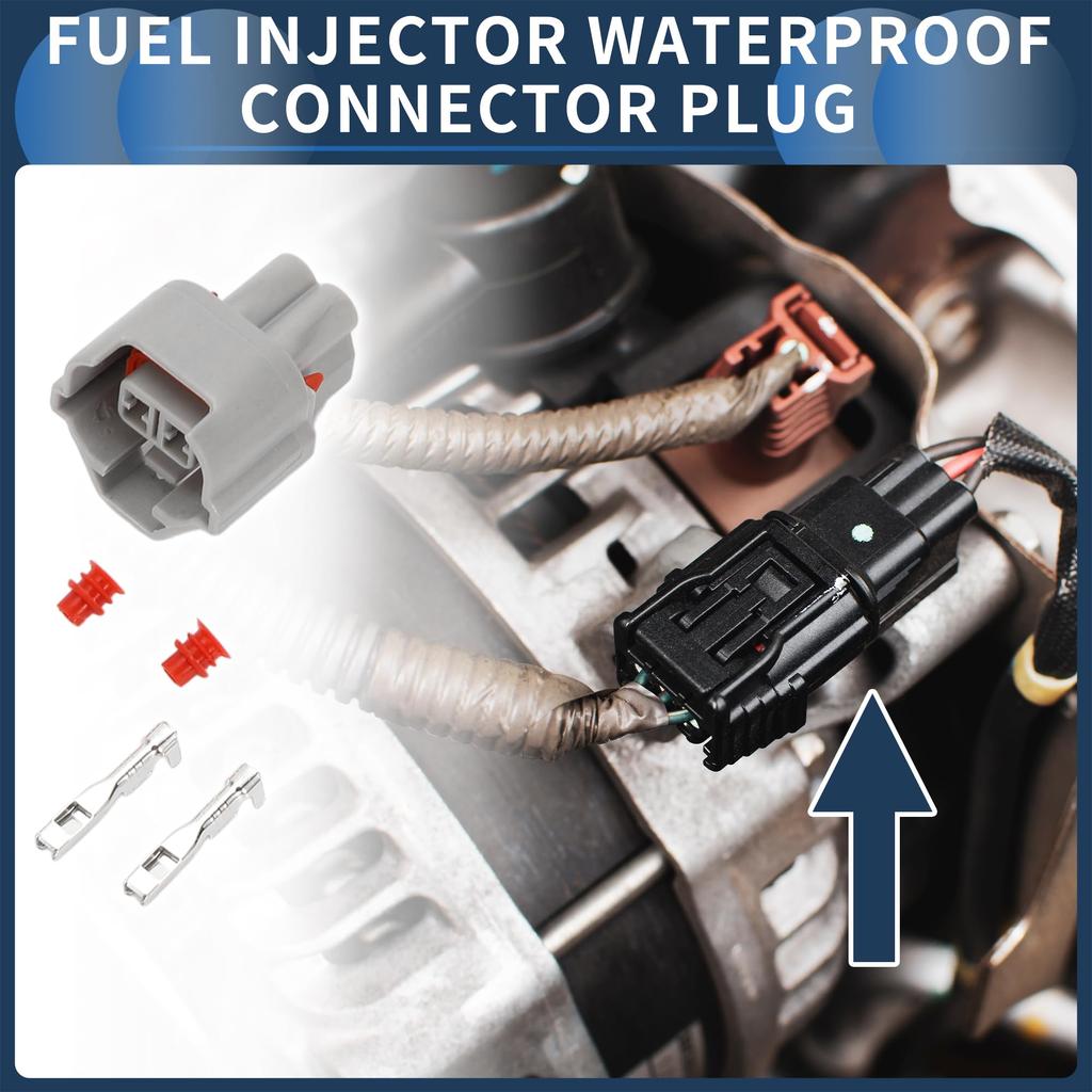 INFINAUTO 2 Pin Fuel Injector Waterproof Connector Plug 2mm Series
